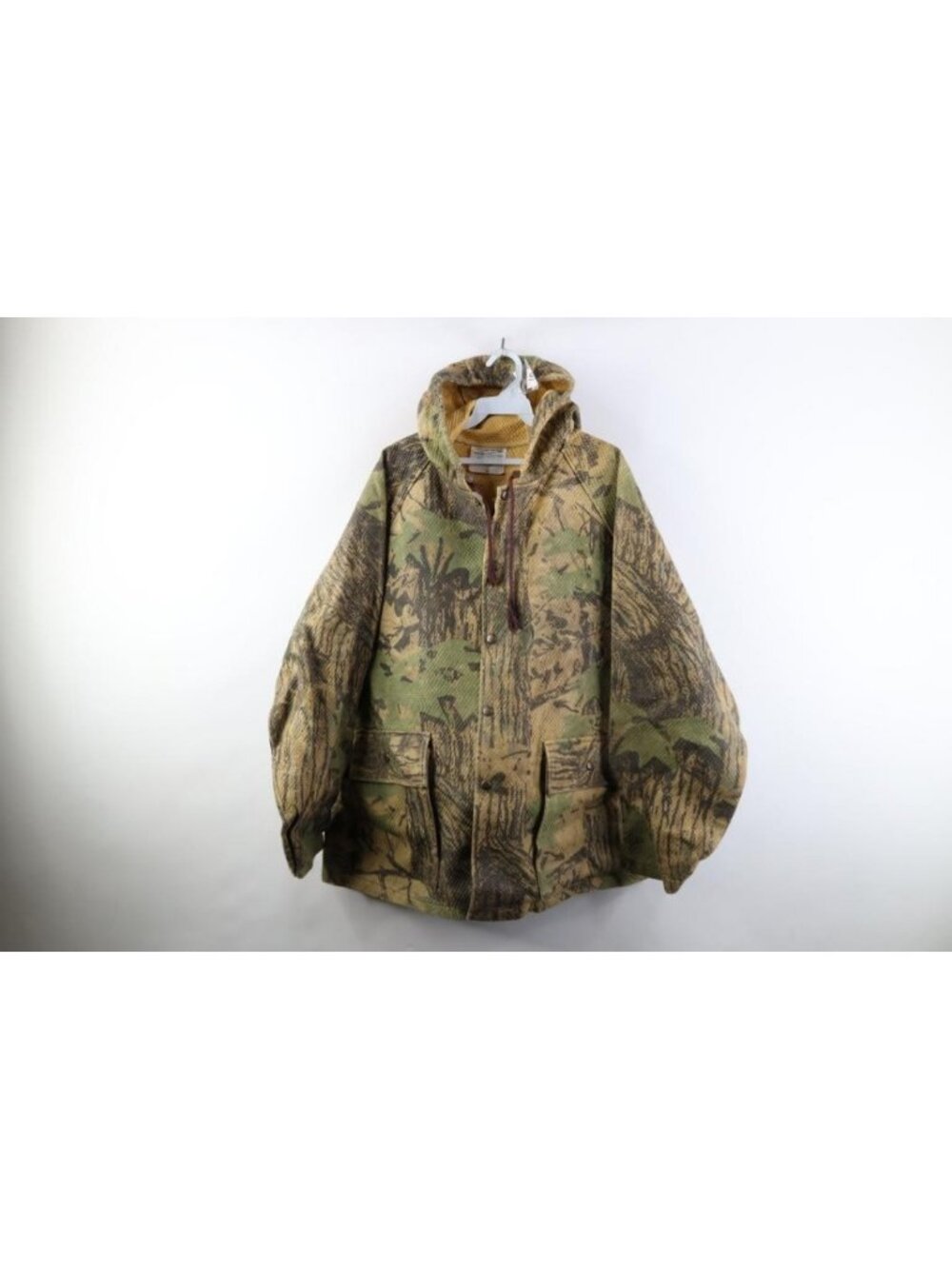 Vintage 90s Mens XL Faded Thermal Realtree Camouflage Hooded Barn Jacket USA